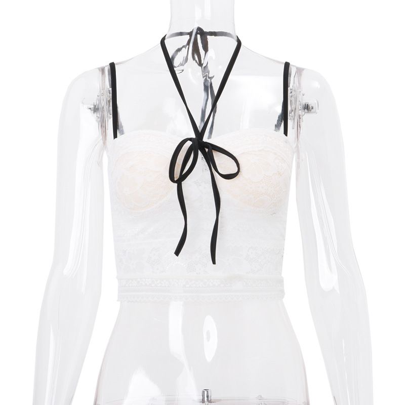 Women's Clothing Spring New Sexy Tube Top Lace Lace Inner Wear Short Halter Neck Suspender Vest_voghion.com