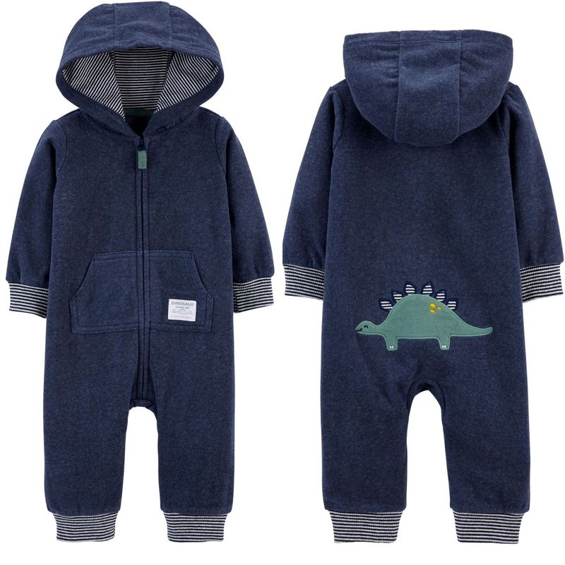 Foreign Trade Export Cross Border Baby Clothing Baby Boy Cute Polar Fleece Hooded Jacket Autumn And Winter Zipper One Piece Crawling Suit_voghion.com