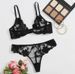 Completo intimo sexy da donna con ferretto, in rete nera ultra sottile_voghion.com