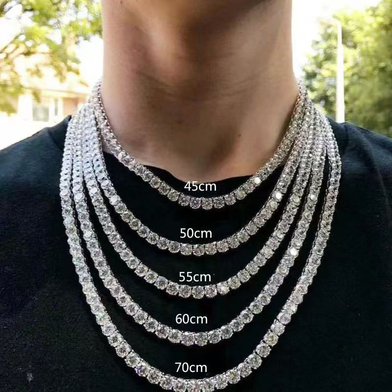 Zircon Tennis Chain Hip-Hop Jewelry For Women And Men Niche Necklace_voghion.com