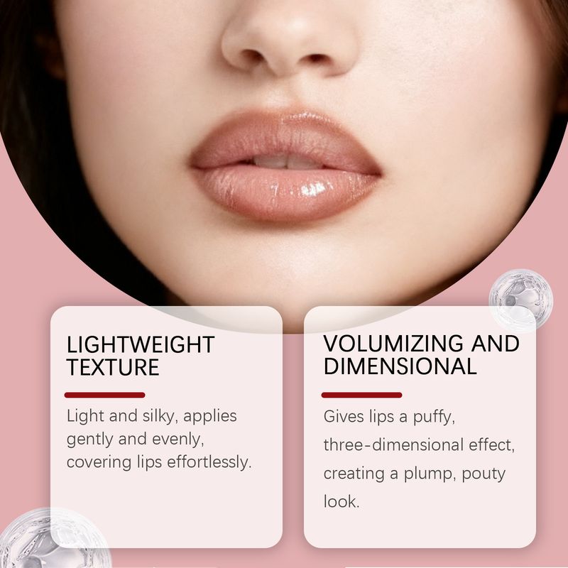 Zephoco Nude Brown 2-in-1 Lip Gloss Natural Color Bright Smooth Plumping Create Three-Dimensional Pouty Lips_voghion.com