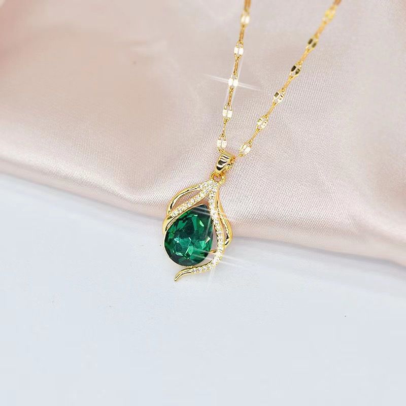 Diamantverzierte kleine Rockhalskette für Damen, leichtes, luxuriöses, fächerförmiges, vielseitiges Beimu-Kettengeflecht mit kurzem Schlüsselbein_voghion.com