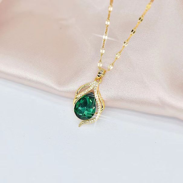 Diamantverzierte kleine Rockhalskette für Damen, leichtes, luxuriöses, fächerförmiges, vielseitiges Beimu-Kettengeflecht mit kurzem Schlüsselbein_voghion.com