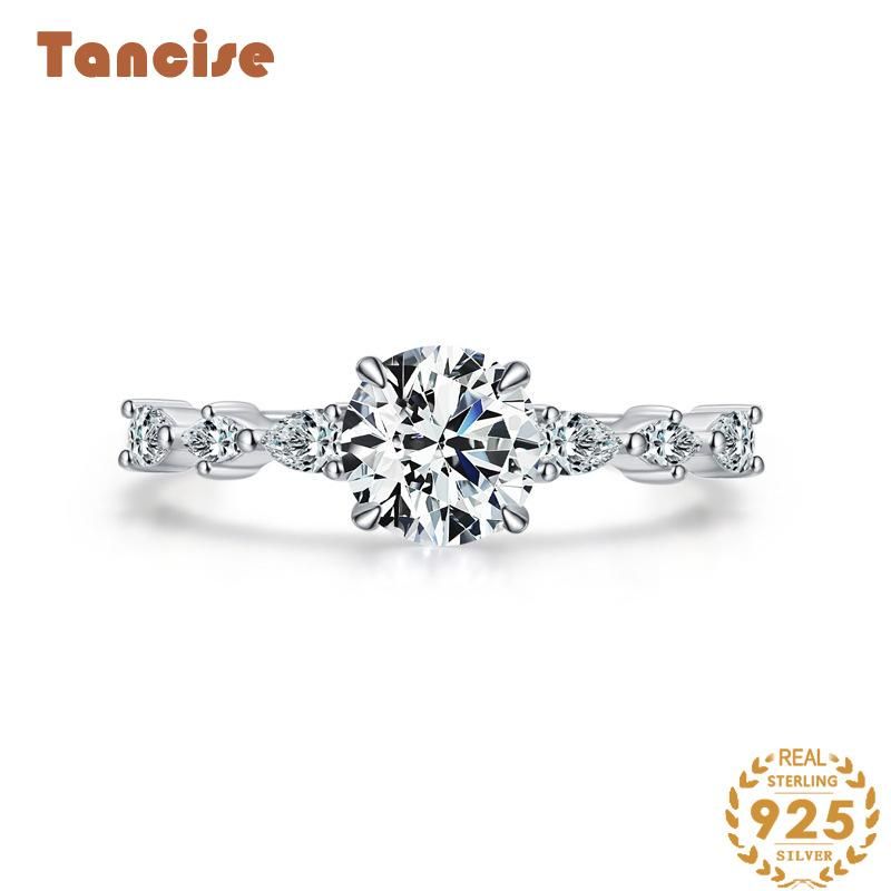 Tancise Anello in argento con zirconi classici Gioielli da donna Promessa di nozze Regalo per feste_voghion.com