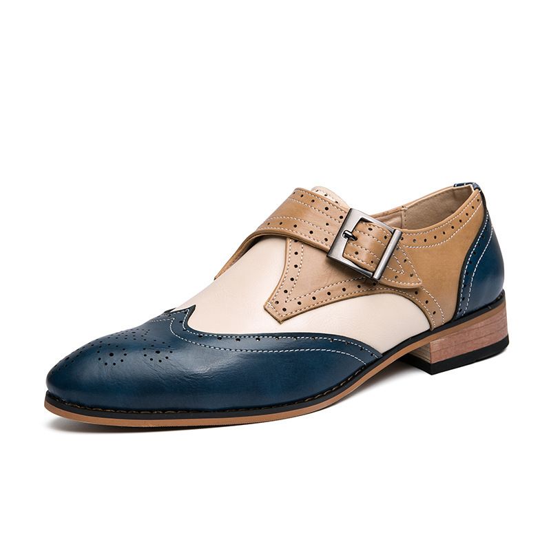 Scarpe derby classiche da uomo d'affari Scarpe da sposa in pelle color block_voghion.com