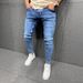 Hochwertige, enganliegende Skinny Stretch-Jeans im Used-Look für Herren_voghion.com