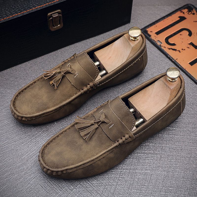 Scarpe da barca da uomo in pelle artificiale smerigliata casual autunno 2023 nuove_voghion.com