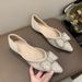 Elegante Ballerinas mit Schleife und spitzer Spitze für Damen – Glitzernde Strass-Ballerinas, Prinzessinnen-Pumps mit niedrigem Absatz, bequeme Slip-On-Abendschuhe_voghion.com