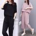 Audday Plus Size Women's Summer New Korean Style Two-Piece Set Loose Casual Wide-Leg Pants Suit For Women_voghion.com