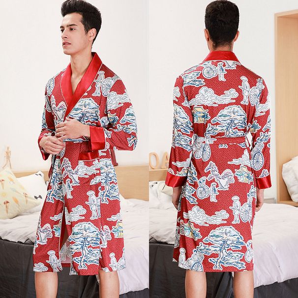 2023 Fashion New Men's Long Sleeved Pajamas, Bathrobes, Home Furnishings_voghion.com