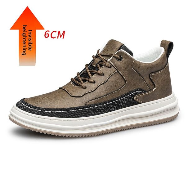 Herren Unsichtbare Erhöhung Board Schuhe Kuh Zweischichtiges Leder Lässige Innenerhöhung Weiße Schuhe Sportschuhe_voghion.com