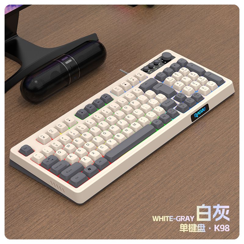 RAIKU K98/T98 Custom Gaming Keyboard And Mouse Set, Equipped With Three-color Wired Luminous 98 Keys, Suitable For Mobile Phone Use_voghion.com