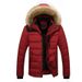 Men's Winter Hooded Padded Jacket - Slim Fit Nylon Shell With Polyester Lining Lightweight & Warm Casual Outerwear (Khaki/Red/Black/Navy)_voghion.com