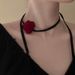 Fabric Streamer Rose Necklace 2025 New Ins Sweet Temperament Fashion Neck Chain Design Sense Niche Item Jewelry_voghion.com