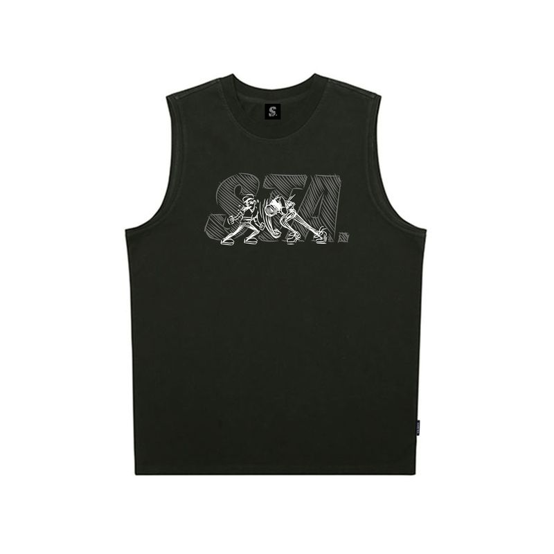 Man's clothing Summer vest boys fashion brand heavy cotton sports fitness basketball sleeveless vest_voghion.com