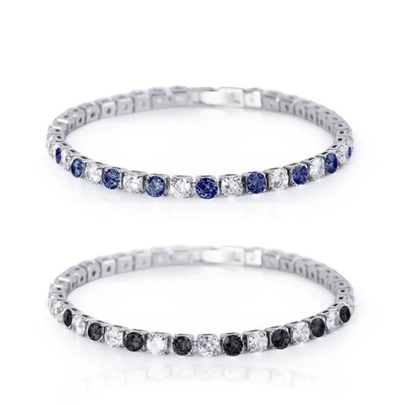 Trendy Bunte Zirkon Männer Und Frauen, Voll Diamant Zucker Würfel Titan Stahl Tennis Armband Für Frauen_voghion.com