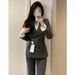 Grauer Anzug für Damen mit High-End-Feeling 2025 New Style Petite Casual Blazer und Weitbeinhose Zweiteiliges Set_voghion.com