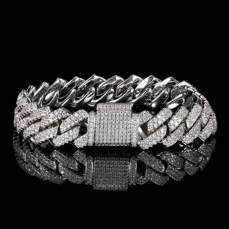 Smyckesset för män Mode Flip Spänne Diamant Kubanskt armband Trendigt varumärke Personlighet Hip Hop Zirkon Armband för män Smycken_voghion.com