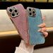 Glitter Water Flow Pattern Leather Sticker Phone Case For Iphone 16E 16 Pro Max 15 14 13 Plating Camera Lens Protection_voghion.com