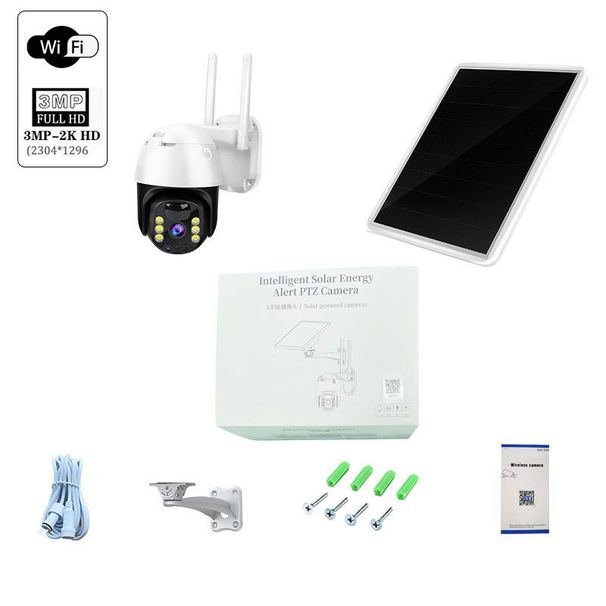 Câmera de vigilância residencial sem fio 4g, plugue de célula solar externa grátis, monitoramento externo de 3mp 360 graus_voghion.com