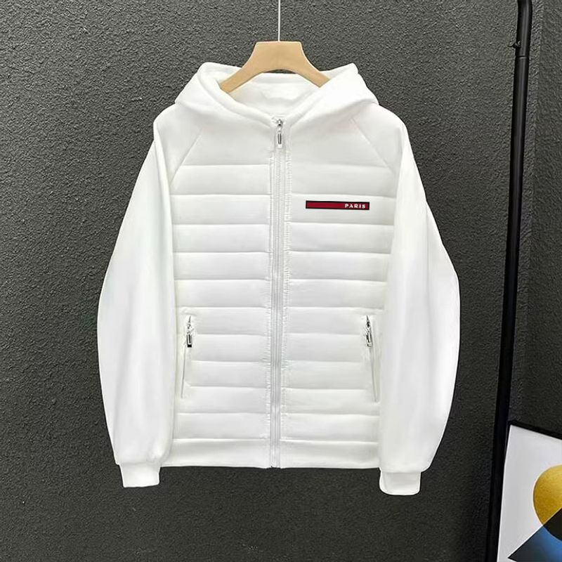 Men's Clothing Men's Fashion Brand Down Cotton Paris Long Letter Print Jacket Fashion Brand Sweatshirt Hooded Jacket_voghion.com