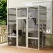 Large Outdoor Gray Wooden Catio – Solid Wood Cat Enclosure With 5 Platforms & 2 Resting Boxes, UV-Resistant & Waterproof Outdoor Cat House Shelter Playpen_voghion.com