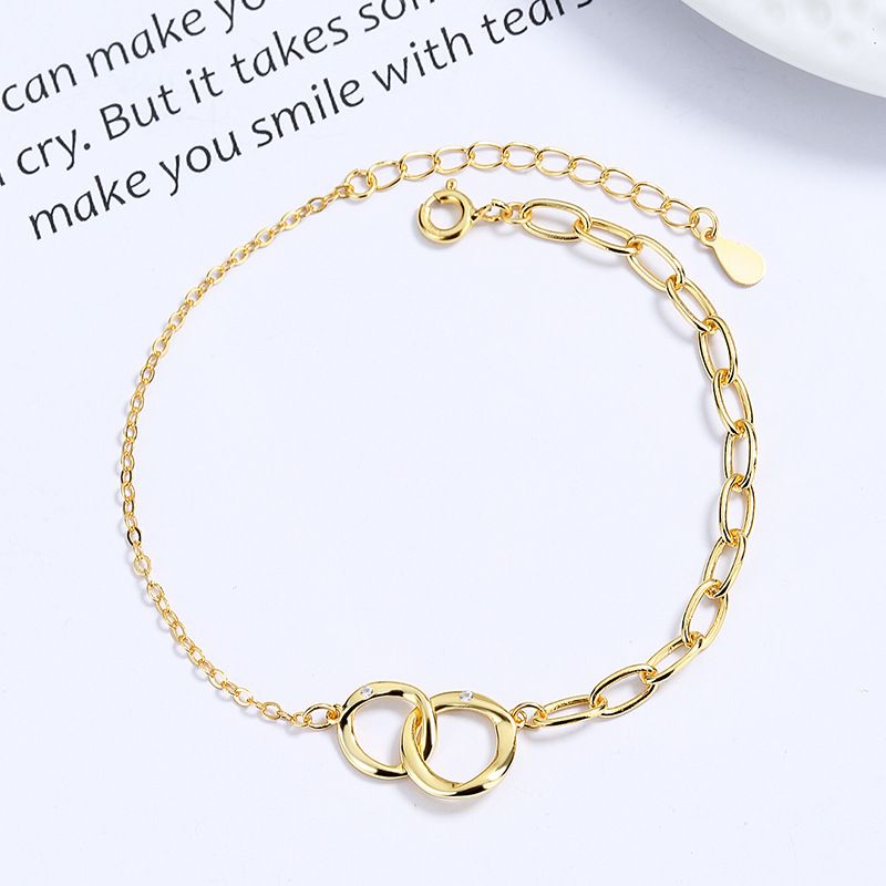 Bracciale intrecciato da donna con design di nicchia, in argento sterling 925, di alta qualità, con motivo geometrico a cerchio, ideale per le mani di fidanzate._voghion.com