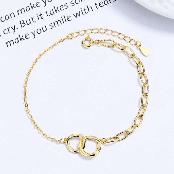 Bracciale intrecciato da donna con design di nicchia, in argento sterling 925, di alta qualità, con motivo geometrico a cerchio, ideale per le mani di fidanzate._voghion.com