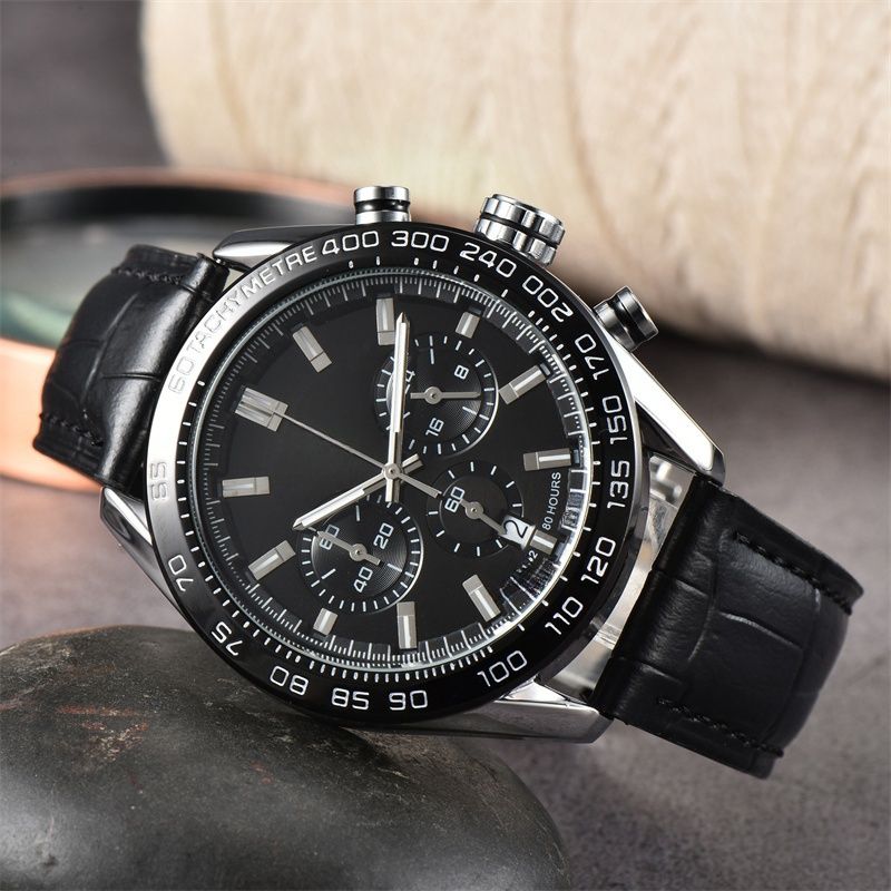 Neu Mode Quarzuhr für Männer Chronograph Uhren Edelstahl runde Gulf Saphirglas_voghion.com