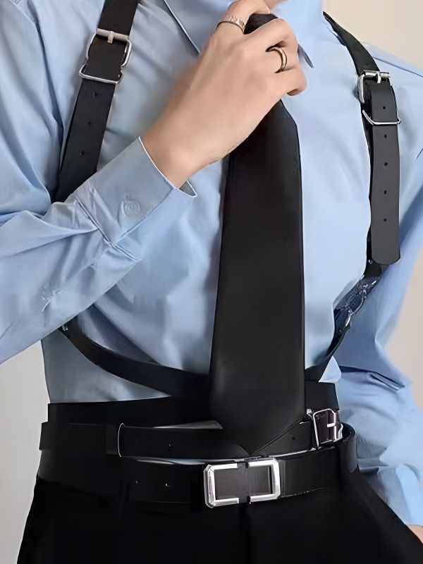 LuvBox, nuova moda, cintura da donna nera con cinturino in vita, stile punk, per abito_voghion.com