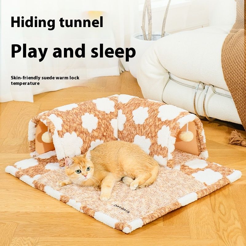 New Tunnel Nest Four Seasons universāla noņemama mazgājama gulta, silta evakuācijas māja, slēgts kaķu paklājiņš_voghion.com