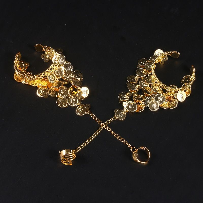 Costumi da spettacolo indiani, accessori di gioielleria, nuovi braccialetti di danza del ventre in stile etnico, anelli d'oro, braccialetti_voghion.com