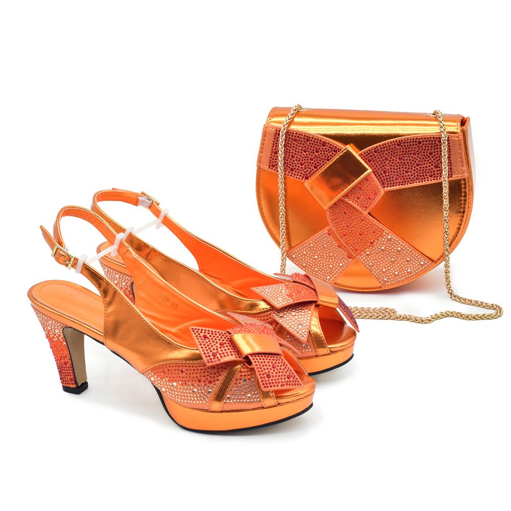 Νέο βραδινό πάρτι με ψηλοτάκουνα σπασμένα διαμαντένια στρογγυλά πέδιλα ψαρόστομα με ίδιο στυλ σετ τσάντας_voghion.com