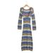 Vestido longo listrado de malha com decote redondo e costas nuas, novo outono/inverno 2024 para mulheres_voghion.com