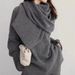 Damenbekleidung Herbst und Winter Neue Schal Top Hose Dreiteiliges Set Loose Lazy Style Schlanker Pullover Strickpullover Hose mit weitem Bein_voghion.com