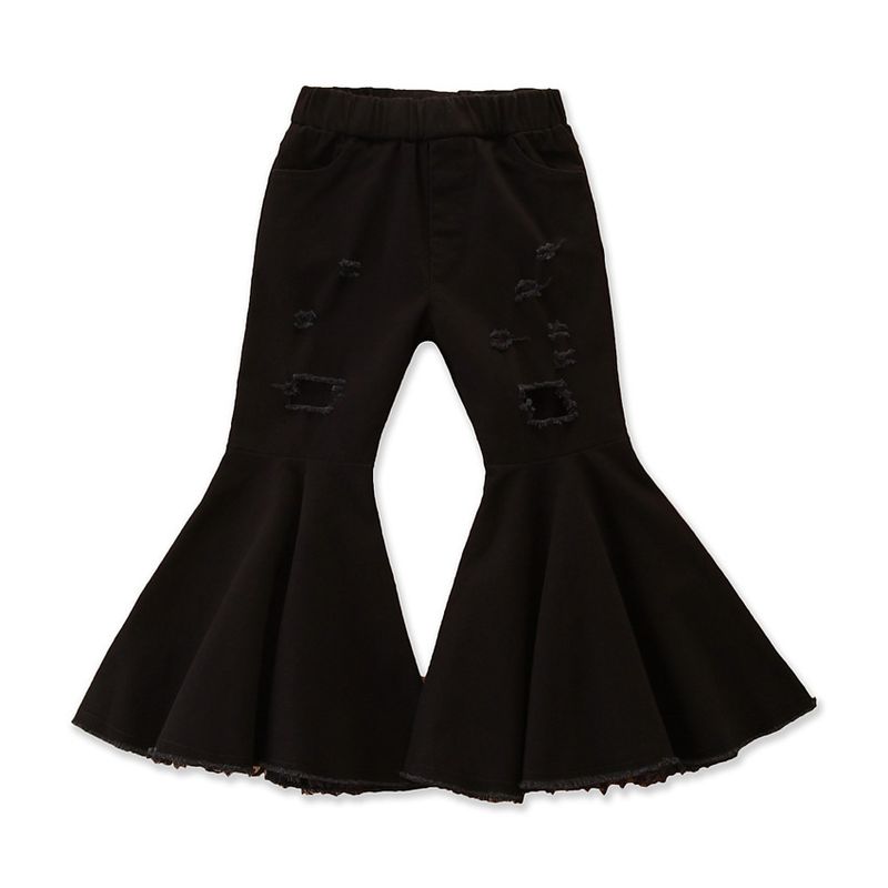 Abbigliamento per bambini Jeans con bordo grezzo per ragazze Stile occidentale Pantaloni a zampa d'elefante per bambini Primavera e autunno_voghion.com