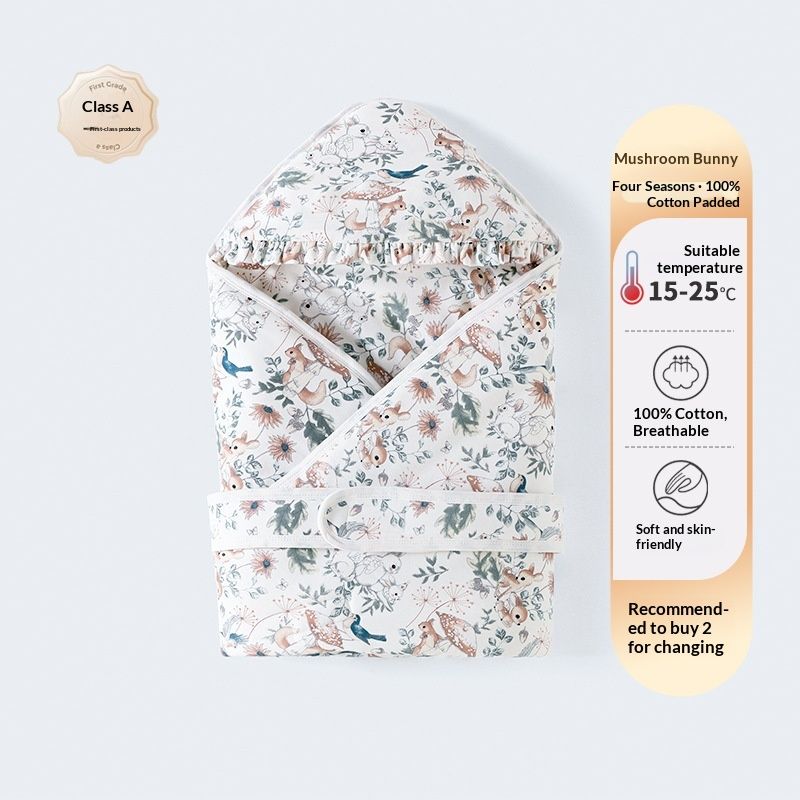 ToyPulse Baby Swaddle Autumn Winter Gauze Cotton-Padded Anti-Startle Thickened Wrap Newborn Pure Cotton Blanket_voghion.com