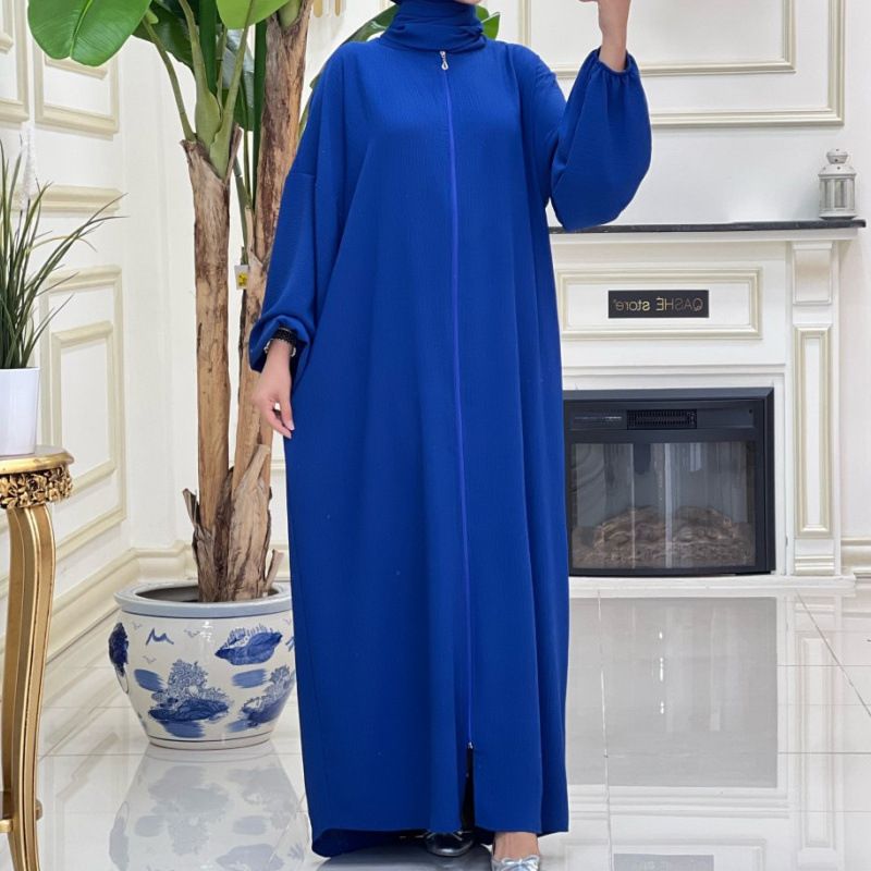 Women's Clothing Solid Color Abaya Prayer Zipper Women's Long Dress_voghion.com