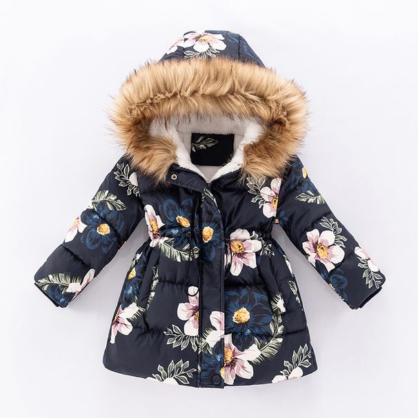 Kid's Clothing Foreign trade hand stuffed cotton girls mid length cotton coat winter new style baby cotton coat children's winter wear_voghion.com