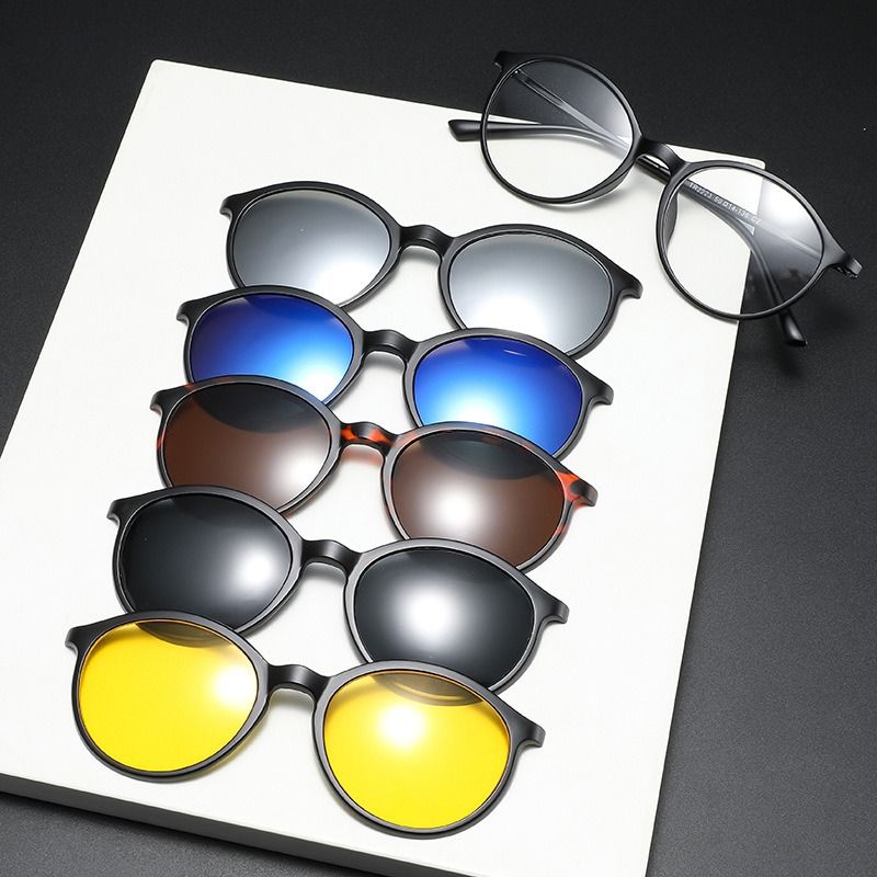 New Arrivals 6 In 1 Spectacle Frame Men Women With 5 PCS Clip On Polarized Sunglasses Magnetic Glasses Male Computer Optical 2223_voghion.com