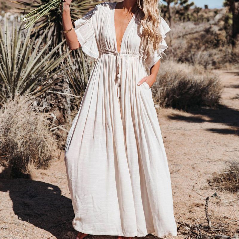 Abbigliamento da donna, nuova camicetta estiva in bambù, monopetto, sexy, senza schienale, per le vacanze, spiaggia e protezione solare_voghion.com