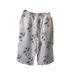 Women's cotton and linen pocket elastic casual pants women's pants quarter pants_voghion.com