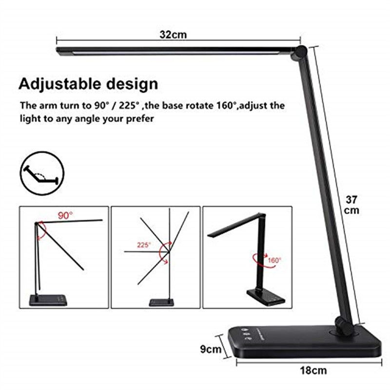 Schreibtischlampe, augenschonende dimmbare Nachttischlampe mit USB-Ladeanschluss_voghion.com