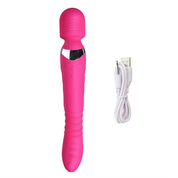 Rotierender, beheizter 360°-Doppelvibrator für Frauen, Klitoris-Stimulator, G-Punkt, großer Dildo, Vibrator für Frauen_voghion.com