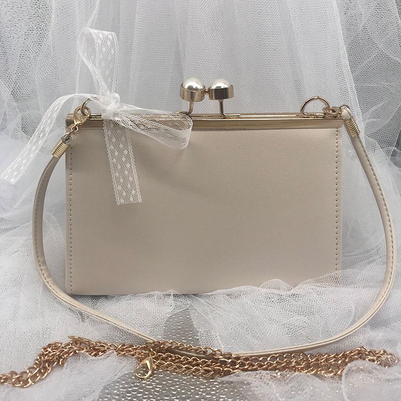 Stile clip versatile e semplice, piccola borsa quadrata in pelle perlata, borsa da donna a spalla singola con croce diagonale_voghion.com