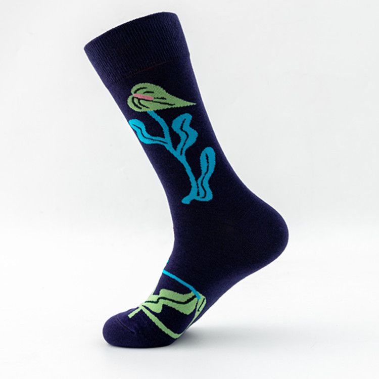 Men's socks Autumn and winter new long tube happy socks lovers socks colorful leisure abstract_voghion.com