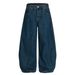 G6875 American Trendy Neutral Street Retro Nostalgic Blue Design Loose Men's Washed Scimitar Jeans_voghion.com