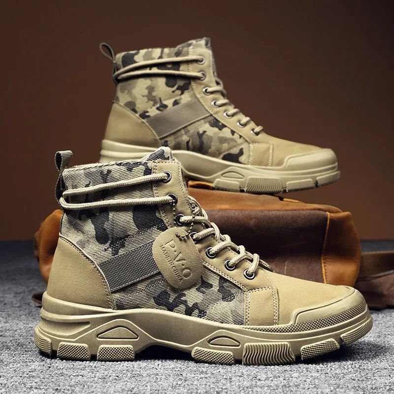 Camouflage Militär Outdoor Kuh Wildleder Knöchel Taktische Kampfstiefel Männer Casual Wasserdicht Wanderschuh_voghion.com