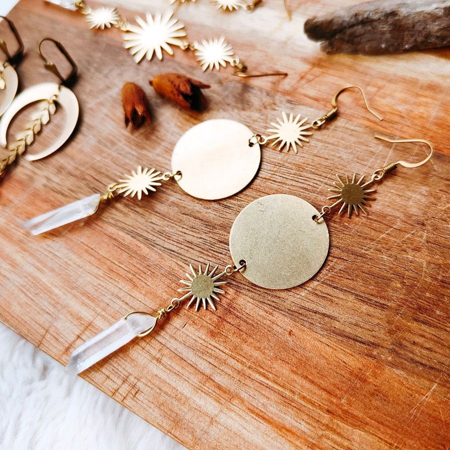 Orecchini Orecchini Vittoriani a Mano con Stelle Pendenti e Ciondoli a Luna Orecchini L_voghion.com