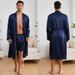 Yaoting Men's Solid Color Homewear Bathrobe Shorts Set Thin Pajamas TZ3194_voghion.com